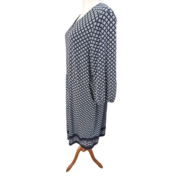 Lands’ End Plus-Sized Navy Blue Patterned Dress Size 1X - Picture 3 of 13